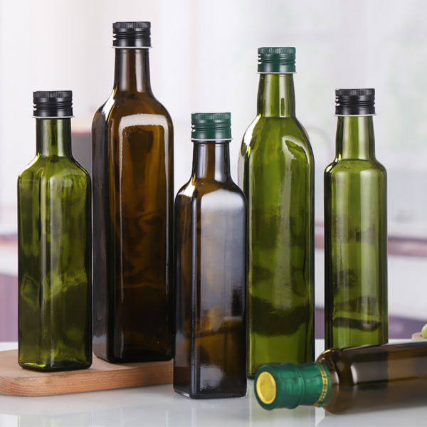 Brown Glass Olive Oil Bottle Dark Green Camellia Oil Bottle 750Ml Rapeseed Oil Bottle