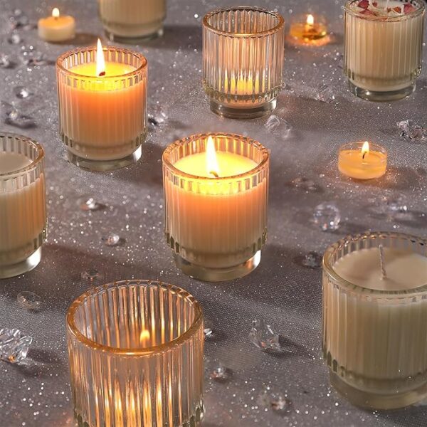 7 oz Empty Clear Ribbed Glass Candle Jars for Making Candles - 图片 2