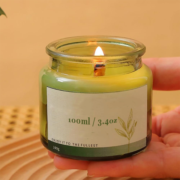 100ml Round Shape Amber Clear Green Glass Candle Jars with Cork and Wide Mouth - 图片 4