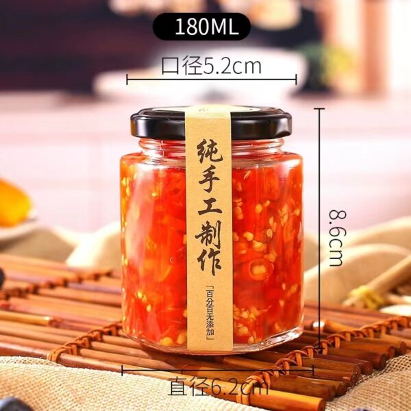 Bulk Hexagon Food Honey Jar 45ml80ml180ml280ml380ml480ml Glass Container with sealed Metal Lids Wholesale - 图片 8