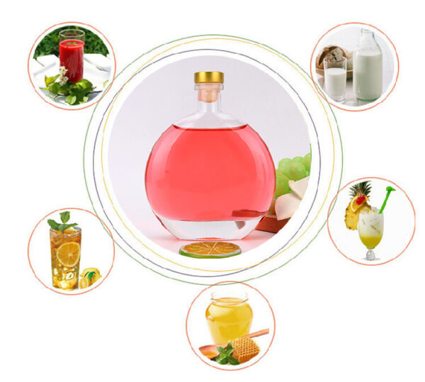Flat Liquor Bottle 250ml 500ml Alcohol Spirit Wine Glass Bottle for Whisky Vodka Gin Rum with Stopper - 图片 3