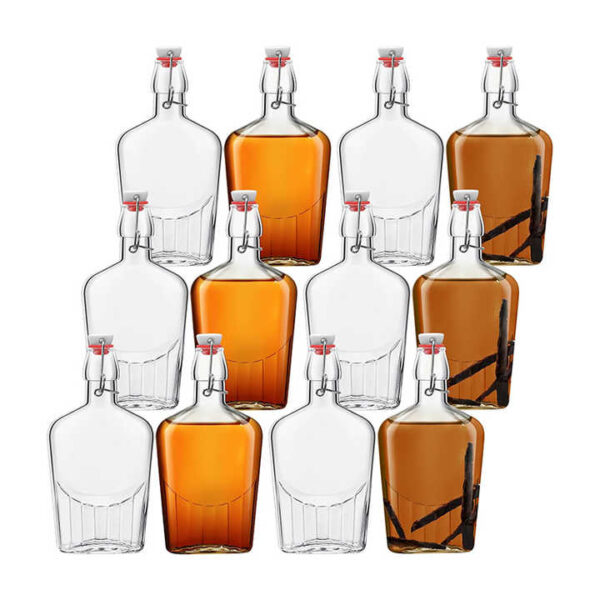 150ml 250ml 375ml 500ml Glass Flasks Whiskey Liquor Bottle With Airtight Stopper Swing Top Glass Bottle for Spirits Beer Wine - 图片 6