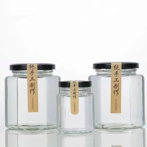 Bulk Hexagon Food Honey Jar 45ml80ml180ml280ml380ml480ml Glass Container with sealed Metal Lids Wholesale - 图片 7