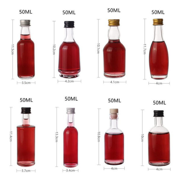 Empty 50ml Transparent Empty Mini Glass Wine Bottle Variety Shape Glass Bottle with Screw Cap - 图片 13
