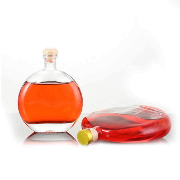 Flat Liquor Bottle 250ml 500ml Alcohol Spirit Wine Glass Bottle for Whisky Vodka Gin Rum with Stopper - 图片 4
