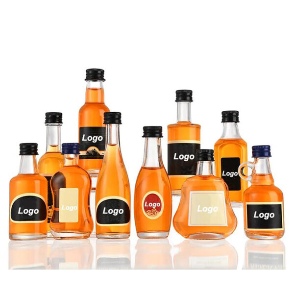 Empty 50ml Transparent Empty Mini Glass Wine Bottle Variety Shape Glass Bottle with Screw Cap - 图片 3