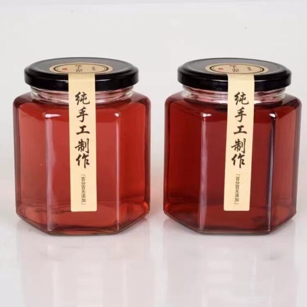 Bulk Hexagon Food Honey Jar 45ml80ml180ml280ml380ml480ml Glass Container with sealed Metal Lids Wholesale - 图片 5