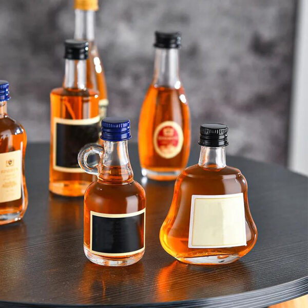 Empty 50ml Transparent Empty Mini Glass Wine Bottle Variety Shape Glass Bottle with Screw Cap