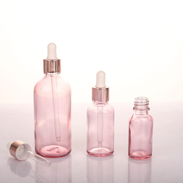 Rose Gold Cap Pink Cosmetic Essential Oil Serum 5ml 10ml 15ml 20ml 30ml 50ml 100ml Glass Dropper Bottles - 图片 7