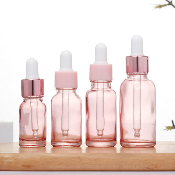 Rose Gold Cap Pink Cosmetic Essential Oil Serum 5ml 10ml 15ml 20ml 30ml 50ml 100ml Glass Dropper Bottles - 图片 2