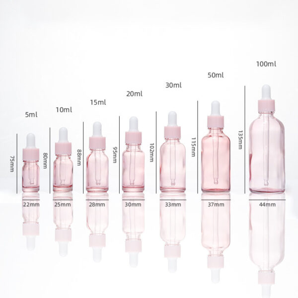 Rose Gold Cap Pink Cosmetic Essential Oil Serum 5ml 10ml 15ml 20ml 30ml 50ml 100ml Glass Dropper Bottles - 图片 8